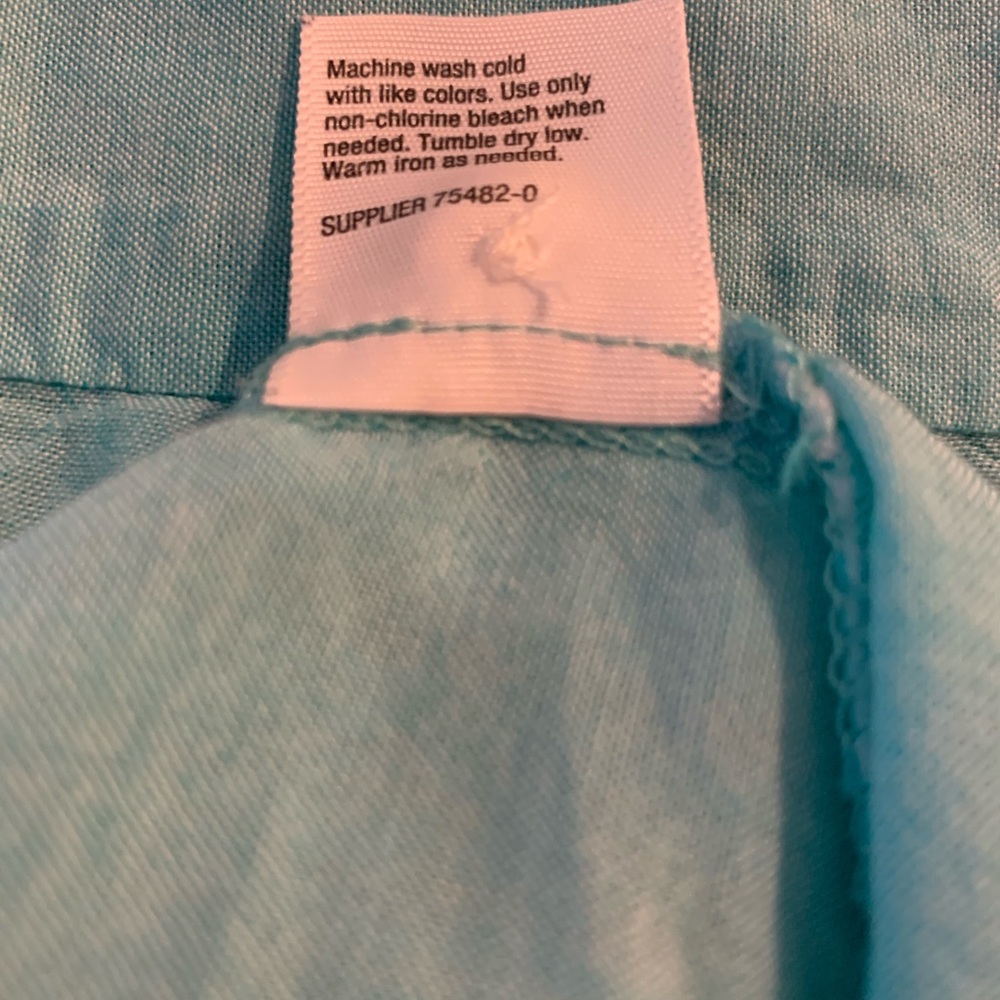 1X ST JOHN’S BAY COTTON AQUA TOP.  ROLL UP SLEEVES - Picture 5 of 6